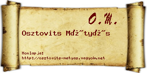 Osztovits Mátyás névjegykártya
